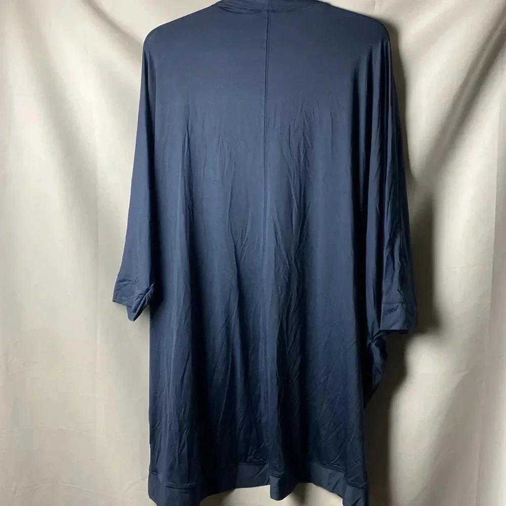 CACIQUE WOMENS SIZE 18/20 NAVY NYLON SPANDEX SLEEP JACKET‎ WITH POCKETS - Picture 10 of 11
